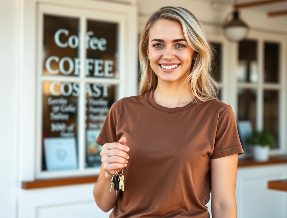 Winner Maya holding car keys in front of the Coastal GT